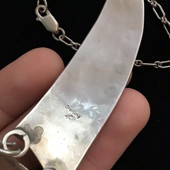 Vintage sterling silver Turquoise Concho Necklace - Picture 11 of 14